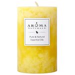 Aroma Naturals Essential Oil Orange and Lemongrass Scented Pillar Candle, Ambiance, 2.5 inch x 4 inch