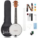 Mulucky 4 String Banjo Ukulele Concert 23 Inch Beginner Kit With Truss Rod Gig Bag Tuner String Strap Picks - BU8017