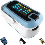 mibest OLED Finger Pulse Oximeter, O2 Meter, Dual Color White/Light Blue