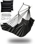 Miztli Hammock Chair Hanging Chair Swing for Bedroom with Foot Rest, Max 500 Lbs, Steel Spreader Bar with Anti-Slip Rings-2 Cushions Included-Indoor and Outdoor