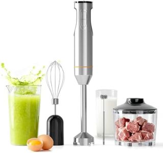 DJZ Hand Stick Blender 1200W-Immersion Blender 21-Speed for Home Cooking, Soups, Baby Food 5 In 1 with Chopper, Whisk, Milk Frother, Beaker Powerful Handheld Blender for Smoothies, Sauces, Purees