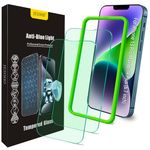 JESOHO Blue Light Screen Protector for iPhone 13 Pro Max & iPhone 14 Plus (6.7''), Eye Protection Tempered Glass Film, Scratch-Resistant, No Bubble with Easy Installation Kit, 2 Pack