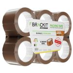 brackit Packing Tape Brown 48mm x 66m, Bulk Pack of 6 Rolls – Strong Heavy Duty Packing Tape for Regular Use or Moving – Easily Seals Your Parcels and Boxes