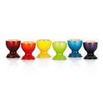 Le Creuset Stoneware Rainbow Egg Cups, Set of 6, Cerise, Volcanic, SoleiLitre, Palm, Teal and Ultra Violet, 79067008359030