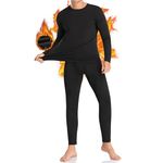 SIMIYA Thermal Underwear Set for Men Soft Fleece Lined Long Johns Base Layer Set Top Bottom Cold Winter Black