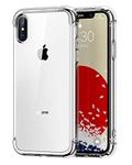 ONES iPhone X/Xs HD Clear Case『 Military Protect Shockproof Airbags 』『 Speaker Resonance 』〔 Screen Lens Guard 〕〔 Anti-Slip 〕〔 Strap Hole 〕Thin Transparent Impact Absorb Anti-Yellow Silicone Cover