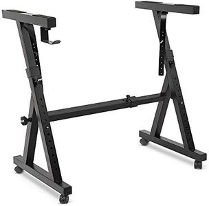 Pyle Universal Electronic Black Heavy-Duty Z Style Keyboard Organ Holder Rack Portable Piano Stand W/Adjustable Height and Width, Locking Wheels (PKST48.5)