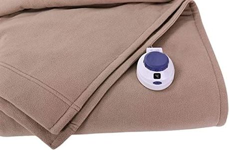 Perfect Fit SoftHeat - Queen Micro-Fleece Heated Blanket - Luxuriously Warm & Soft Electric Blanket, Patented Low-Voltage Technology (Beige, Queen)