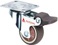 Archimax Silent High Grip Bearing Wheel Caster Set - Pack of 4 (25mm) with SS Finish Brown Wheels