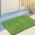 OLanto Artificial Grass Door Mat, Turf Grass Front Door Mats Outdoor/Indoor, Realistic Fake Grass Rug for Entrance, Dog, Patio, Camper, Home Decor, 24" x 36"