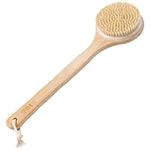 H&S Bamboo Body & Back Brush with Long Handle, Natural Bristles Shower Scrubber & Cellulite Exfoliating Brush for Dry Skin - Back Scrubber