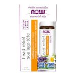 NOW Essential Oils, Head Relief Roll-On, Certified Non-GMO, Soothing Blend, Steam Distilled, Topical Aromatherapy, 10ml