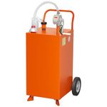 JoanKaren 30 Gallon Fuel Caddy, Portable Fuel Storage Tank with Manual Rotary Transfer Pump, Gasoline Diesel Container with 9.8 ft Hose, Anti-Static Ground Clamp, Heavy Duty Wheels for Cars Lawn Mowers ATVs Boats