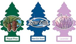 LITTLE TREES Car Air Freshener | Hanging Tree Provides Long Lasting Scent for Car, Home & Office | Automatic Air Freshener |Lavender, Royal Pine, New Car Scent Freshner - (Combo of 3)