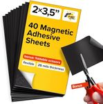 Ultra Thin Magnetic Sheets with Adhesive Backing - 40 PCs Each 2” x 3.5” - Flexible Magnet Sheets with Self Adhesive - Sticky Magnetic Paper for Photo and Picture Magnets - Craft Magnet Stickers…