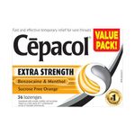 Cepacol® Extra Strength, Sucrose Free, Orange, Sore Throat Lozenges, Value Pack, 36 ct