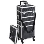 Yaheetech 5-in-1 Makeup Train Cases Beauty Cosmetics Rolling Case Professional Hairdressing Trolley with Key Locks