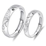 ANAZOZ Wedding Rings 925 Silver, Sun Moon Wave Mountain and Lake, Personalised Engraved Silver Ring for Women, Sterling Silver