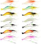 14pcs Shrimp Bait Artificial Silicone Soft Baits Luminous Fishing Lure with Sharp Hooks Fishing Tackles Freshwater/Saltwater