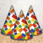 Party Baazaar Building Blocks Caps for Birthday Theme Party | Birthday Caps for Kids | Birthday Celebration Party Caps | Party Hats for Kids Birthday | Cap for 1st Birthday (Pack of 20)