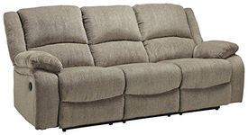 Signature Design by Ashley Draycoll Manual Reclining Sofa with Cushioned Armrests, Beige, 87''W x 37''D x 40''H