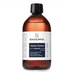 Naissance Organic Golden Jojoba Oil 500ml - Pure and Natural, Certified Organic, Unrefined, Vegan, Hexane Free, No GMO - Ideal for Aromatherapy and as a Massage Base Oil