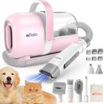 Afloia 6-in-1 Dog Grooming Kit, Pet Grooming Vacuum for Shedding, Dog Hair Vacuum with Clipper Nail Trimmer Grinder, Pet Brush Groomer at Home, Low Noise Cats Hair Remover, 1.5L Dust Cup, Pink