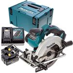 Makita DSS611Z 18V LXT Circular Saw with 2 x 5Ah Batteries, Charger & Case