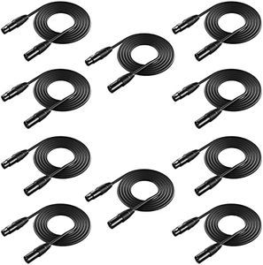 Neewer 10 in 1 Mega Value Pack with 6.5 Feet / 2 Metres XLR Stage Light Cable Wire 3 Pin XLR Male to Female Connector for Moving Main Light PAR Light Headlamp with XLR Input and Output
