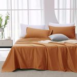 JELLYMONI Lyocell Cotton Sheet Set Full Size - 4 Pieces Ultra Soft Rust Bed Sheets, Breathable and Moisture-Wicking Eucalyptus Bedding Set with Deep Pocket