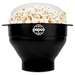 The Original Popco Silicone Microwave Popcorn Popper with Handles, Silicone Popcorn Maker, Collapsible Bowl Bpa Free and Dishwasher Safe - 15 Colors Available (Black)