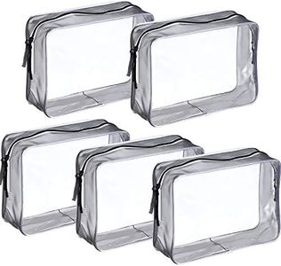Sac Cosmétiques Transparent,Trousse Toilette Transparente 5 pièces Clair PVC Multifonction Sac Fermeture à Glissière pour Hommes et Femmes Les Vacances la Salle de Bains et l'Organisation