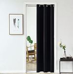 AiFish Black Doorway Curtain Panel Solid Blackout Curtains 78 Inches Long Grommet Drapes Room Darkening Thermal Insulated Energy Efficient Window Treatment for Bay Window 1 Panel W39 x L78 Inch