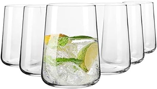 Krosno Water Glasses, Set of 6, 16.6 fl oz, Water Drinks Juice, Infinity Collection, Lead-Free Lightweight Glass, Everyday Drinking Glass, Dishwasher Safe, Made in Europe