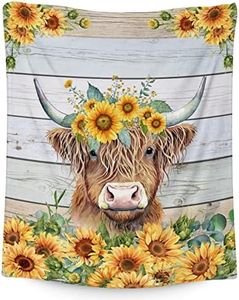 PAKKITOP Highland Cow Blanket for Adults, Highland Cow Gifts for Girls Women Highland Cow Lovers, 80x60 Inches Aesthetic Yellow Sunflower Throw Blanket Decor for Bed Couch Sofa