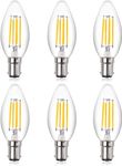 DoRight B15 LED Filament Candle Bulb, Dimmable 4W C35 SBC Small Bayonet Cap Candle Light B15d Vintage Edison Bulb Warm White 2700K 40W Incandescent Replacement for Chandelier, Ceiling Fan (6-Pack)