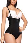 Gotoly Open Bust Bodysuit Women Latex Waist Trainer Compression Tummy Control Body Shaper Slim Zipper Hook Shapewear Waist Trainer Corset - Black - S