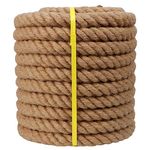 Twisted Manila Rope Jute Rope (1 in x 50 ft) Natural Thick Hemp Rope for Docks, Railings, Hammock, Decorating