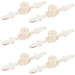 MOROBOR 6 PCS Euro Decorative Cabinet Knobs with Plate, 120 MM Vintage Kitchen Zinc Alloy Floral Ivory White Drawer Pulls Handles for Dresser Nightstand Cupboard Wardrobe (Gold Edge)