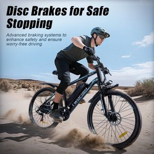 TWOFISH Electric Mountain Bike for Adults, 250W Motor, 36V 15Ah Battery, 100KM Range, 7-Speed, LED Display, Disc Brakes – Black-Red