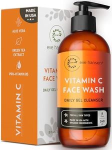 Vitamin C Cleanser Face Wash | HUGE 8 oz Anti Aging Facial for Dark Circles, Age Spots and Fine Lines | Natural Gel with Aloe Vera, Vitamin E & Rosehip