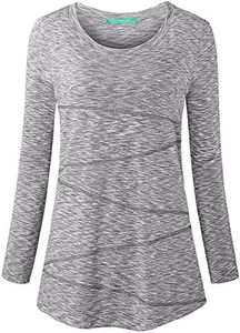 Kimmery Womens Fall Tops for Women Casual Fall Shirts for Women Workout Tops for Women Long Sleeve Light Grey Shirt M