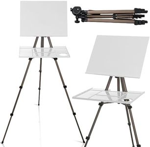 Ireer 17-65 Inch Artist Watercolor Portable Easel with Sturdy Tripod Adjustable Aluminum Metal Easel Stand with Tray Lightweight Travel Easel for Painting Canvas Kids Adults Tabletop Floor Display