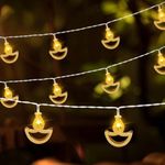 Desidiya® Diya Shape String Lights - 12 LED Warm White Diwali Fairy Lights for Home, Mandir, and Pooja Room Decor (Indoor/Outdoor)