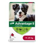 Advantage II Flea Treatment for Large Dogs weighing 11 kg to 25 kg (24 lbs. to 55 lbs.)-2 doses