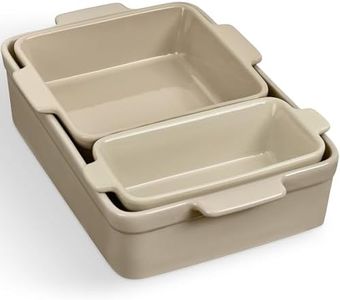 Best Choice Products Bakeware Set, Baking Dish Set, 3-Piece Nonstick, Toxin-Free, Ceramic Serving Dishes, Casserole, Bread Loaf, Square Pan, Space-Saving Nesting Design - Mushroom Beige
