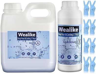 Wealike Deep Pour Epoxy Resin, Epoxy Resin Kit,48oz Crystal Clear Casting Resin for River Tables,Molds,Wood,Self Leveling with Gloss,Low Viscosity,Long Working Time 2''Deep Pour (2:1 Ration)