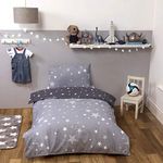 Dreamscene Galaxy Stars Duvet Cover with Pillowcase Reversible Charcoal Bedding Set, Silver Grey - Junior/Cot Bed