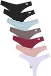 FINETOO 7 Pack Womens Thongs Underwear Cotton Breathable Low Rise Hipster Panties Sexy S-XL, 7pack Thongs, Small