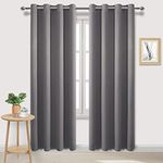 DWCN Blackout Curtains for Bedroom - Thermal Insulated Light Blocking Eyelet Window Curtains for Living Room 55 x 96 inch Length，Grey，2 Panels